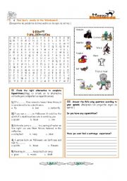 English Worksheet: Halloween with superstitions and thriller song activity