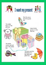 English worksheet: I want my present!