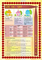 English Worksheet: CONFUSABLES: LIE - LAY