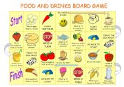 English Worksheet: Food and drinks board game