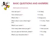 English worksheet: basic questions and answers