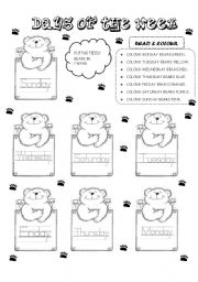 English Worksheet: TEDDY DAYS OF THE WEEK