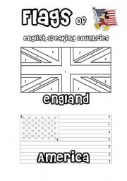 English Worksheet: Flags of English speaking countries � colour by number. 