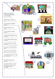 English Worksheet: Match the places in the city 