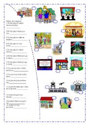 Match the places in the city 