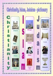 English Worksheet: Christianity, Islam, Judaism - Pictionary