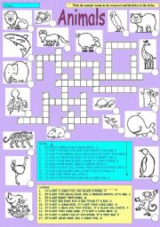 ANIMALS CROSSWORD