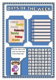 English Worksheet: DAYS OF THE WEEK