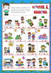 Months of the Year Set (2)  + Seasons: Completing the Pictionary with the missing vowels