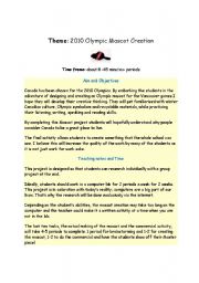 English worksheet: Olypic games - mascot creation project -