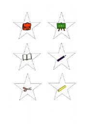 English worksheet: Classrooml vocabulary stars