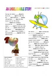 English Worksheet: A STORY OF THE CHICKEN MEETING AN ALIEN