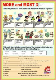 English Worksheet: More and Most 3 (review)