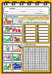 English Worksheet: MONTHS OF THE YEAR