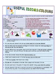 English Worksheet: Colour Idioms