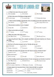 English Worksheet: The Tower of London quiz: key and links (editable)  2/2