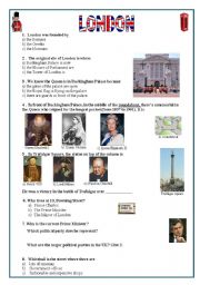 English Worksheet: London quiz with key (editable)