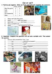 English Worksheet: modal verbs. Can or Cant 