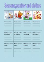 English Worksheet: seasons,weathe and clothes