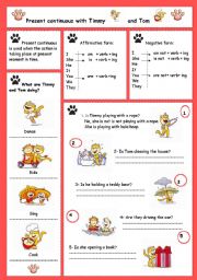 English Worksheet: Present continuous with Timmy and Tom