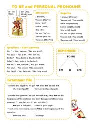 English Worksheet: TO BE and PERSONAL PRONOUNS