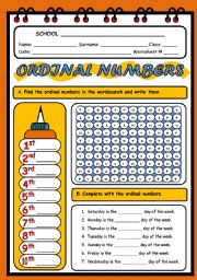 English Worksheet: ORDINAL NUMBERS