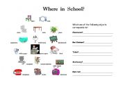 English Worksheet: Where in school?