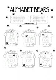 English Worksheet: ALPHABET BEARS