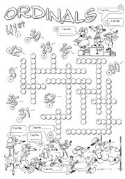 English Worksheet: Ordinals Crossword