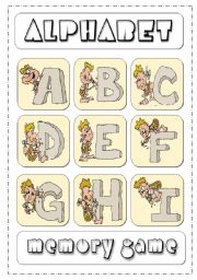 English Worksheet: Alphabet Memory Game