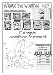 English Worksheet: whats the weather like? B/W version