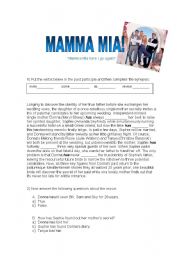 English Worksheet: Mamma Mia (movie Activity) - with answers!