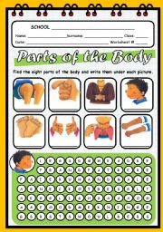 English Worksheet: PARTS OF THE BODY