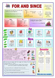 English Worksheet: FOR AND SINCE