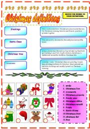 English Worksheet: CHRISTMAS DEFINITIONS AND VOCABULARY EXERCISE!!