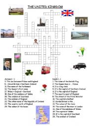 English Worksheet: The United Kingdom crosswords