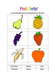 English worksheet: Fruit Party!