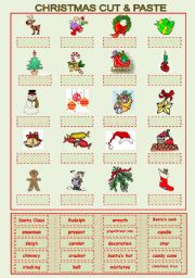 English Worksheet: X-mas Cut and Paste