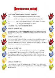 English Worksheet: How to read palms...