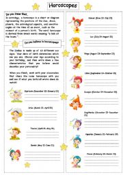 English Worksheet: horoscopes