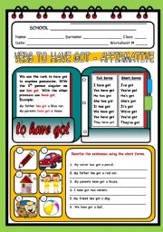 English Worksheet: TO HAVE GOT - AFFIRMATIVE