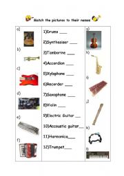 English Worksheet: Matching Instruments