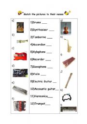 English worksheet: Matching Instruments