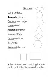 English Worksheet: Shapes and colours