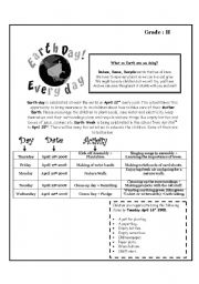 English Worksheet: EARTH DAY ACTIVITIES