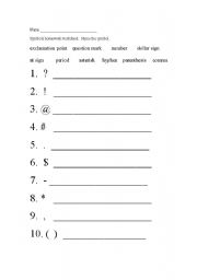 English worksheet: Symbols