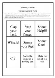 English Worksheet: The Class-Sound-Wave (33 cards-3 pages)