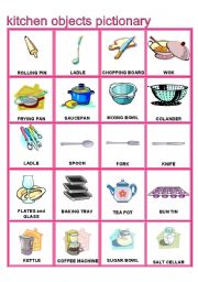 THINGS IN THE KITCHEN PICTIONARY - ESL worksheet by Katiana