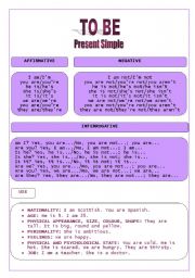 English Worksheet: To Be Present Simple-Course