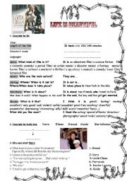 English Worksheet: Life is Beautiful (movie) 2pages